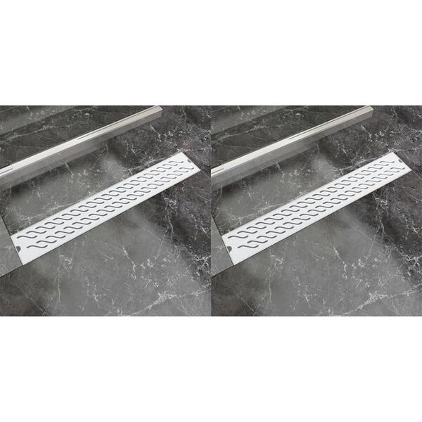 vidaXL lineārās dušas notekas, 2 gab., 730x140 mm, nerūsējošs tērauds