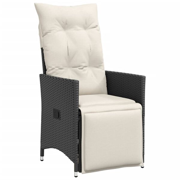 vidaXL 11daļīgs bistro mēbeļu komplekts, matrači, melna PE rotangpalma