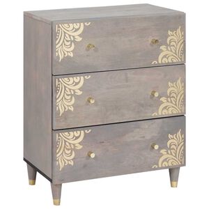 vidaXL Puse Pelēks un zelts 60 x 33 x 75 cm Cieta mango koksne