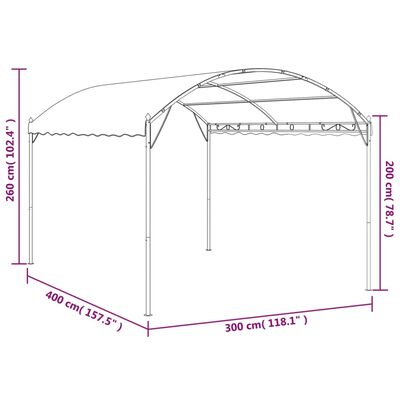 vidaXL dārza nojume, 4x3x2,6 m, pelēkbrūna, 180 g/m²