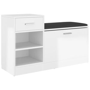 vidaXL apavu plaukts, spīdīgi balts, 94,5x31x57 cm, inženierijas koks