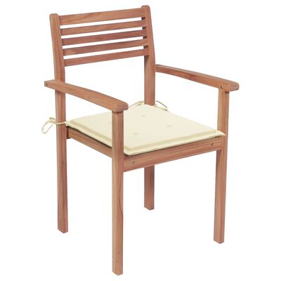 vidaXL dārza krēsli ar matračiem, 6 gab., masīvs tīkkoks