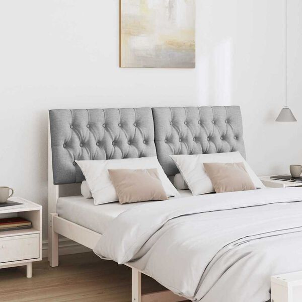 vidaXL Mīkstināts gultas galvgalis Gai&scaron;i pelēks 160 cm