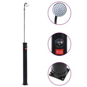 vidaXL solārā dārza du&scaron;a, melna, 215 cm, 8 L