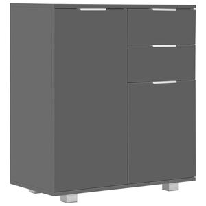 vidaXL kumode, 71x35x80 cm, spīdīgi pelēka, skaidu plāksne