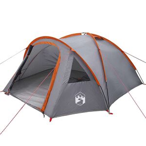 vidaXL Kupola telts 4 personai 308 x 268 x 130 cm Pelēka un oranža