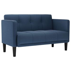 vidaXL divvietīgs dīvāns, zils, 111 cm, audums