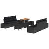 vidaXL Dārza dīvānu komplekts 9 gab. Melna poliratāns