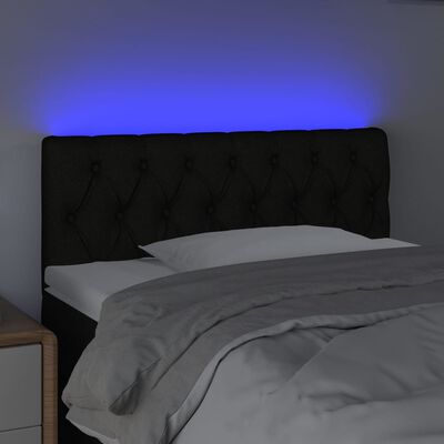 vidaXL gultas galvgalis ar LED, 90x7x78/88 cm, melns audums