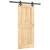 vidaXL Slīdo&scaron;ās durvis Dabiska un melna 85 x 210 cm Cieta priedes koks