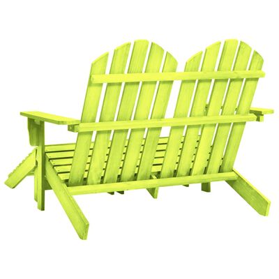 vidaXL divvietīgs dārza krēsls ar kāju balstiem, egles koks, zaļš