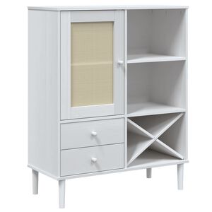 vidaXL kumode SENJA, balta, 90x40x112 cm, priedes masīvkoks