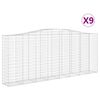 vidaXL arkveida gabiona grozi, 9 gb., 400x50x160/180cm, cinkota dzelzs