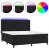 vidaXL atsperu gulta ar matraci, LED, melns samts, 180x200 cm
