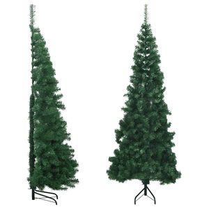 vidaXL mākslīgā Ziemassvētku egle, stūra, zaļa, 240 cm, PVC
