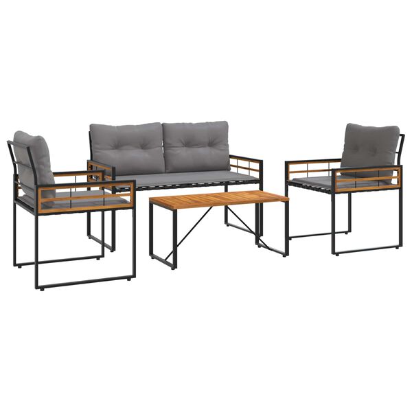 vidaXL Āra mēbeļu komplekts ar spilvenu 4 pcs Gaiši pelēks