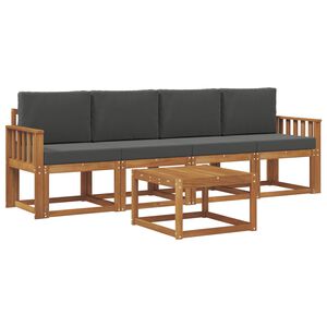 vidaXL Āra dīvānu komplekts ar spilvenu 5 pcs Dabisks un antracīts