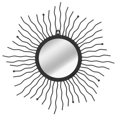 vidaXL dārza spogulis, saules forma, 60 cm, melns