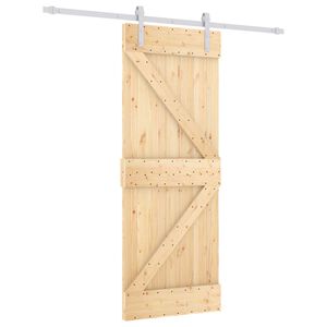 vidaXL Slīdo&scaron;ās durvis Dabisks un balts 80 x 210 cm Priedes masīvkoks