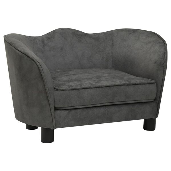 vidaXL suņu dīvāns, tum&scaron;i pelēks, 66x43x40 cm, plī&scaron;s