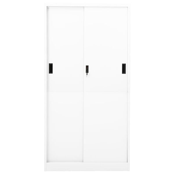 vidaXL biroja skapis ar bīdāmām durvīm, 90x40x180 cm, balts tērauds