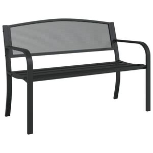 vidaXL dārza sols, 119 cm, melns tērauds