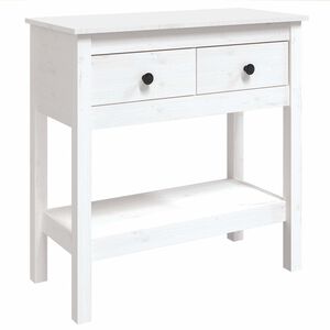 vidaXL konsoles galdiņ&scaron;, balts, 75x35x75 cm, priedes masīvkoks
