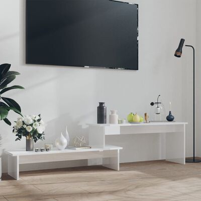 vidaXL TV plaukts, spīdīgi balts, 180x30x43 cm, skaidu plāksne