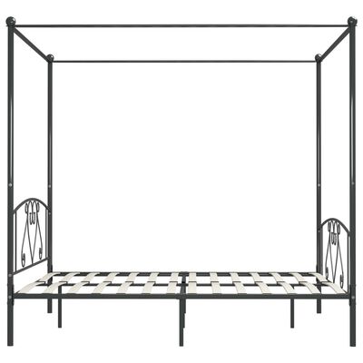 vidaXL gultas rāmis ar nojumi, pelēks, metāls, 200x200 cm