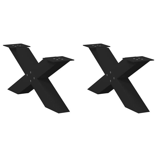 vidaXL kafijas galdiņa kājas, 2 gab., X-veida, melnas, 70x(30-31) cm, tērauds