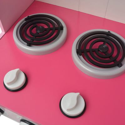 vidaXL rotaļu virtuve, rozā un balta, 82x30x100 cm, koks