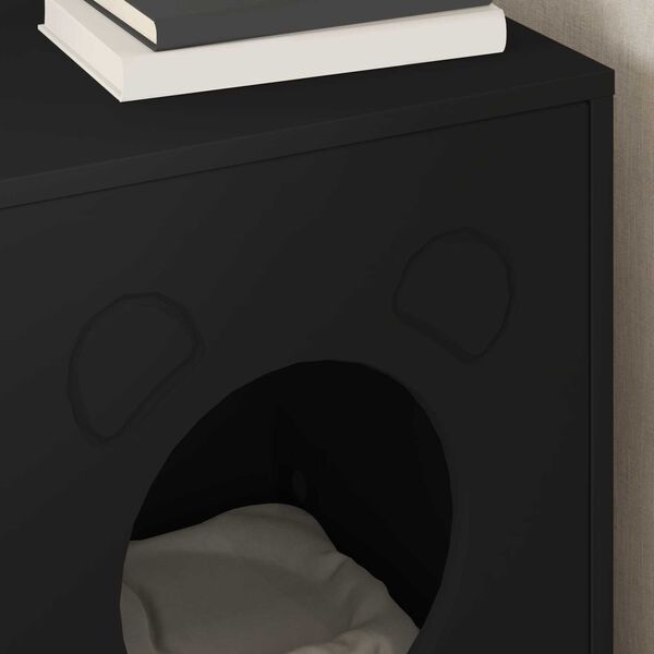 vidaXL Kaķu māja Melna 42,5 x 40 x 53 cm Inženierijas koks