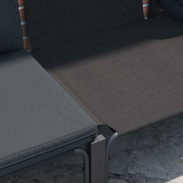 vidaXL Dārza dīvānu komplekts ar spilvenu 12 pcs Melna Tērauds