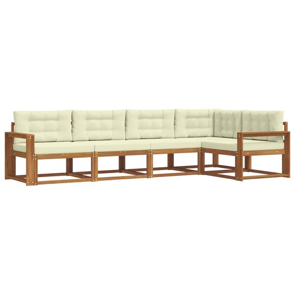 vidaXL Āra dīvānu komplekts ar spilvenu 5 pcs Dabisks un krējuma