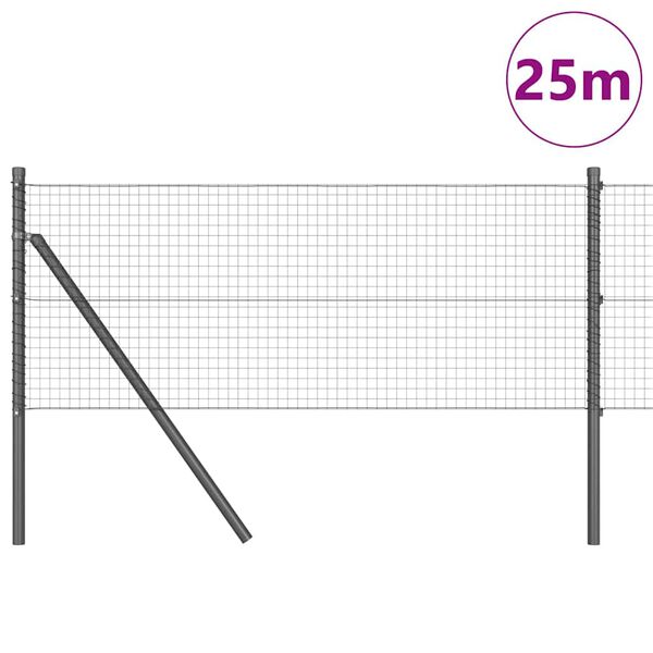 vidaXL Žoga āķis Pelēka 25 x 0,6 m (25 x 25 mm siets) Tērauds un PVC