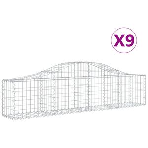 vidaXL arkveida gabiona grozi, 9 gb., 200x30x40/60 cm, cinkota dzelzs