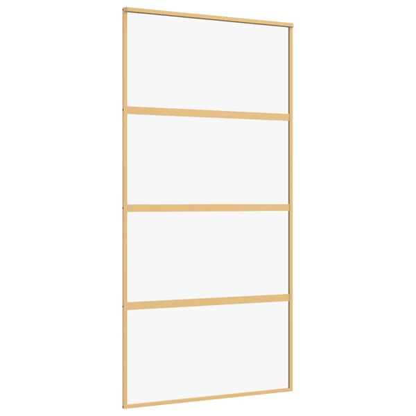 vidaXL bīdāmās durvis, zeltainas, 102,5x205 cm, ESG stikls, alumīnijs