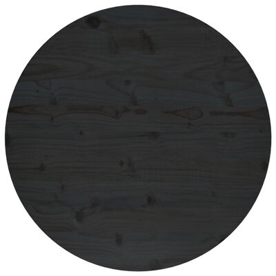 vidaXL galda virsma, melna, Ø70x2,5 cm, priedes masīvkoks