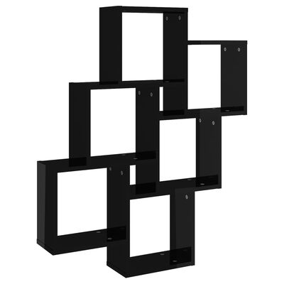 vidaXL sienas plaukts, spīdīgi melns, 78x15x93 cm, skaidu plāksne