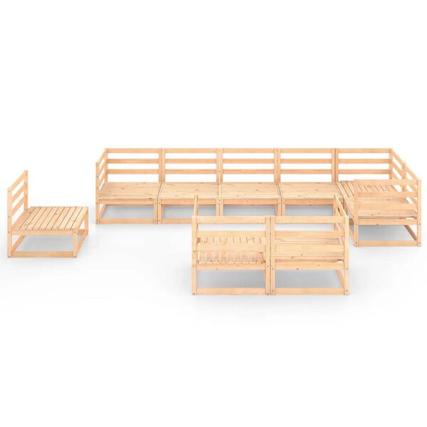 vidaXL 9-daļīgs dārza atpūtas mēbeļu komplekts, priedes masīvkoks