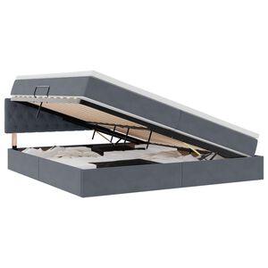 vidaXL Gulta ar uzglabā&scaron;anas vietu un LED Tum&scaron;i pelēks 200 x 200 cm