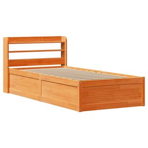 vidaXL gultas rāmis ar galvgali, vaska brūnas, 75x190 cm, priede