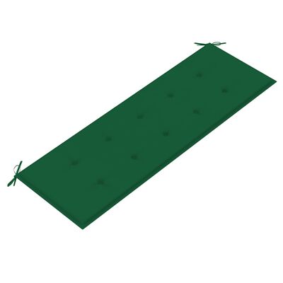 vidaXL dārza sols ar zaļu matraci, 150 cm, masīvs tīkkoks