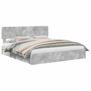 vidaXL Glabā&scaron;anas gulta Betona pelēks 200 x 200 cm Inženierijas koks