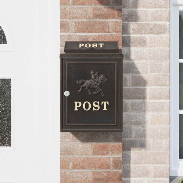 vidaXL Sienas pastkastīte ar uzglabāšanu Bronzas krāsa 29 x 13 x 41 cm