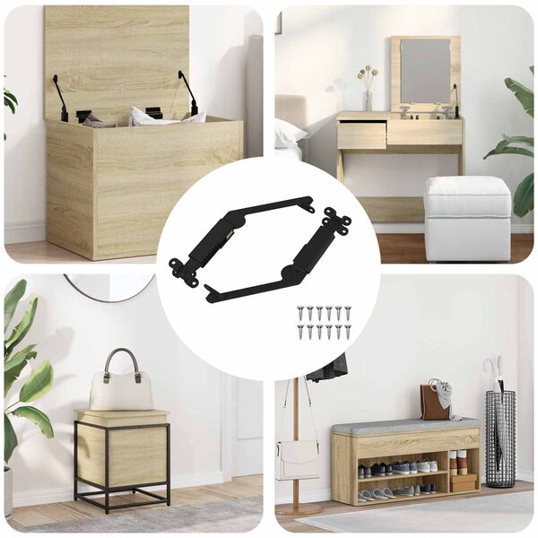 vidaXL Vāka atbalsta eņģe 2 pcs Melna 192 x 32 x 50 mm Tērauds