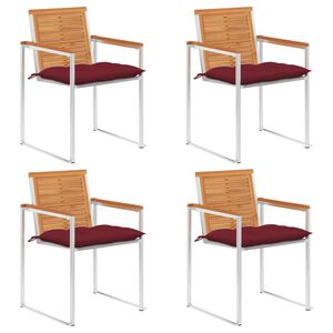 vidaXL dārza krēsli ar matračiem, 4 gab., akācijas masīvkoks