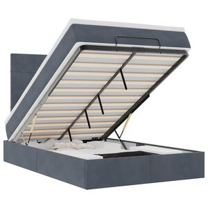 vidaXL Osmaņu gultas rāmis ar matračiem tum&scaron;i pelēks 120x200cm samts