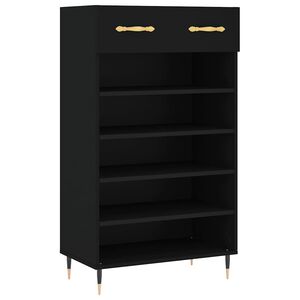 vidaXL apavu skapītis, melns, 60x35x105 cm, inženierijas koks