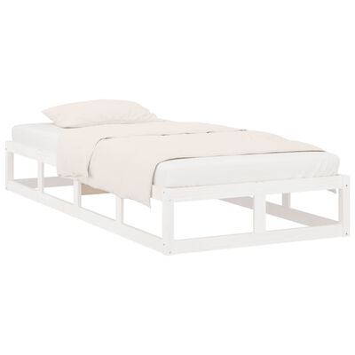 vidaXL gultas rāmis, balts, 100x200 cm, masīvkoks